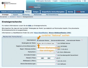 Markennamen im DPMA-Register suchen