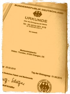 Urkunde über die Eintragung einer Marke